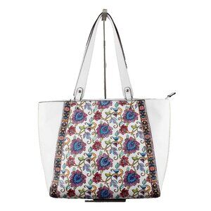 Nanette Lepore 16 X 13 X 5 White Multi Floral Leather Shoulder Purse